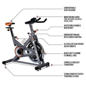 Bicicleta spinning Zoco Body Fit JX-7056, Design modern, LCD, Eficienta si usor de folosit, Multicolor