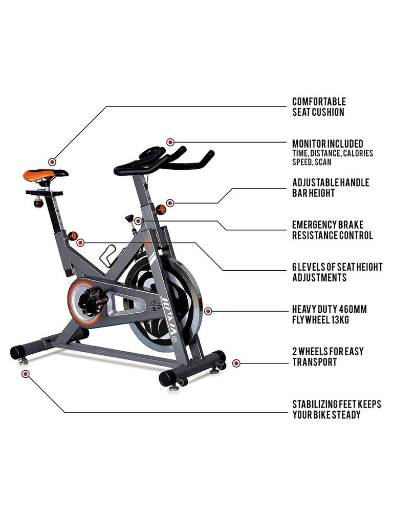 Bicicleta spinning Zoco Body Fit JX-7056, Design modern, LCD, Eficienta si usor de folosit, Multicolor