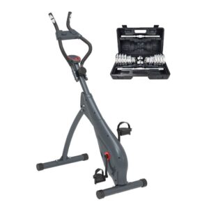 Set Bicicleta fitness magnetica ZOCO BODY FIT, Ecran LCD, 8 nivele de rezistenta, impreuna cu Set gantere SL-001, greutate totala 20 kg, Otel