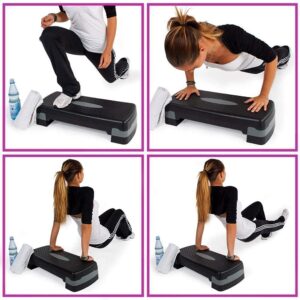 Stepper, Zoco Body Fit® TB003, 3 pozitii de inaltime, 68×28 cm, Antiderapant, Negru/Gri - imagine 3